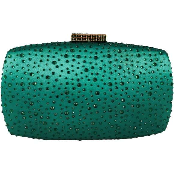 🆕 Women Green Crystal Clutch Purses Evening Wedding Party Bridal Rhinestone Bag - Picture 1 of 9